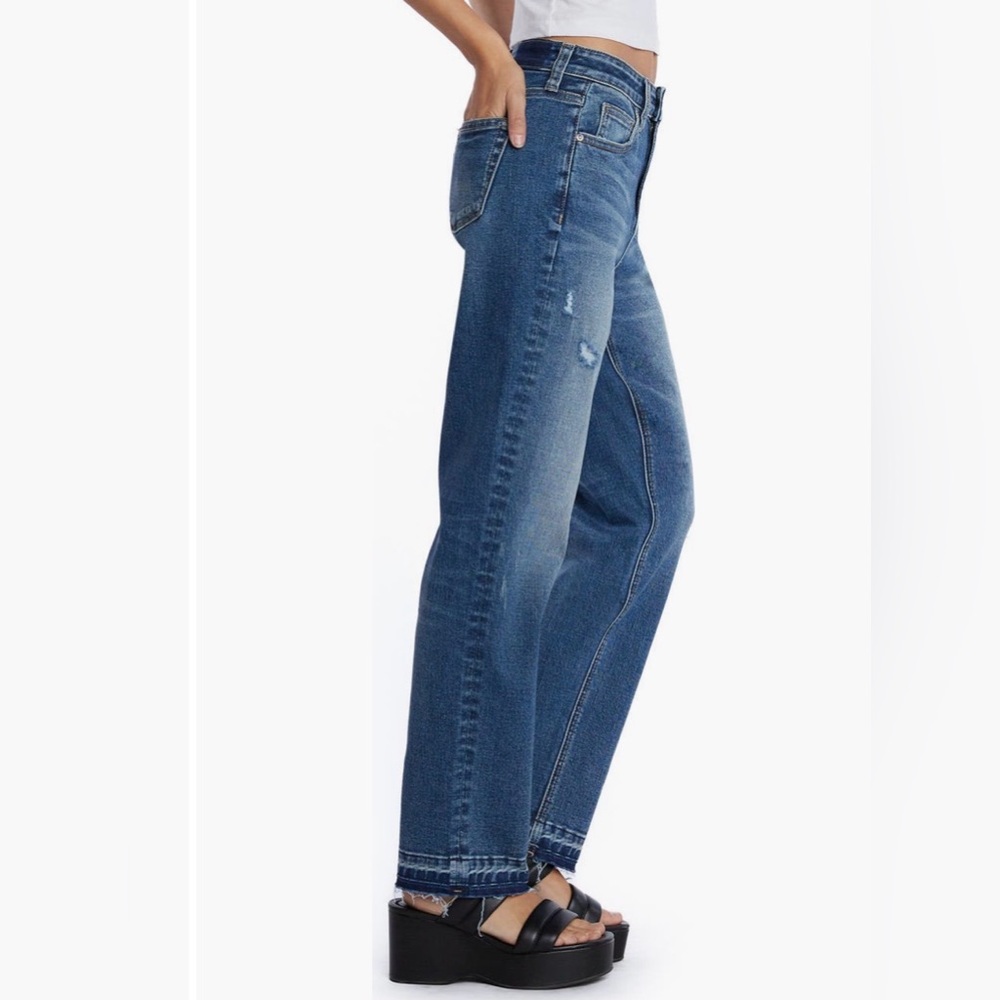 Hint of Blu high waist released hem straight leg jeans - Picture 3 of 10